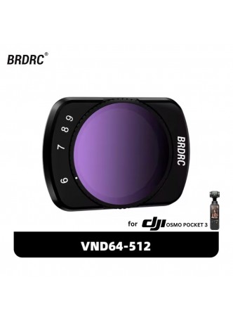 BRDRC VND Filters Kit for DJI Osmo Pocket 3 Adjustable Magnetic ND64-512 (6-9)